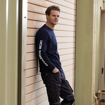 Jcb workwear banner l/s navy t-shirt