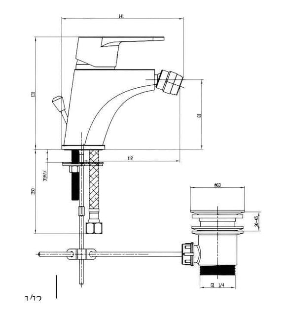 Miscelatore bidet completo moderno