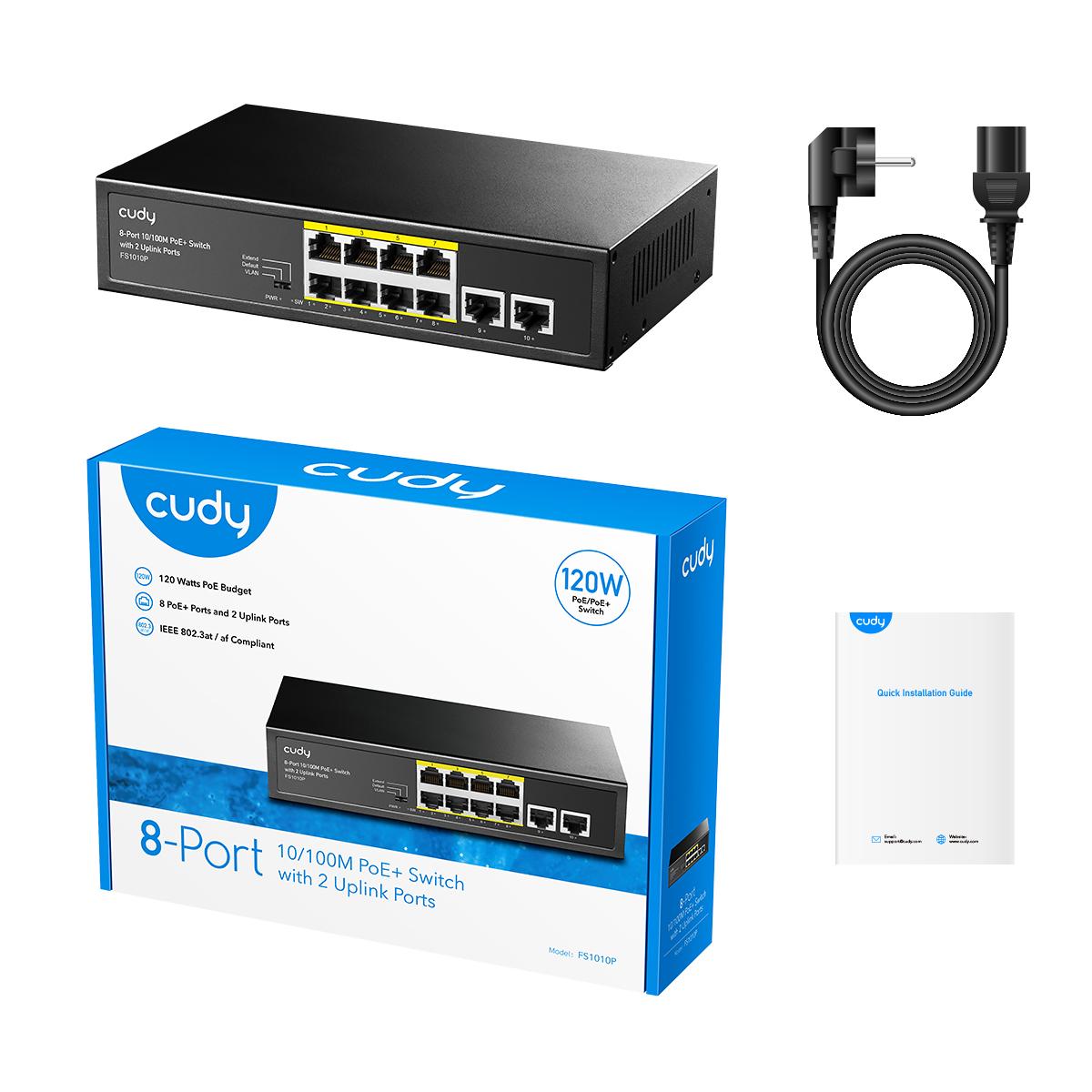 Commutateur réseau Cudy FS1010P Fast Ethernet (10/100) Power over Ethernet (PoE) Noir