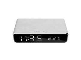 Gembird Digital alarm clock with wireless charging function Silver
