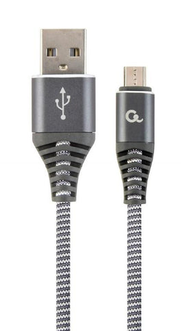 Gembird USB Male - Micro USB Male Premium cotton braided 1m Space Grey/White