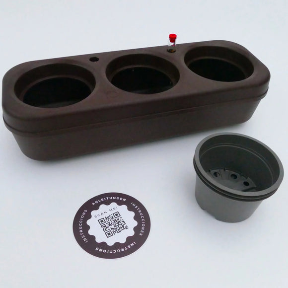 Kit potager urbain semi-hydroponique triple en liège - brune