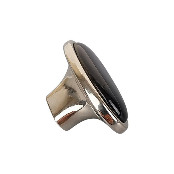 Bouton de meuble STARK, Finition nickel brillant & céramique noire