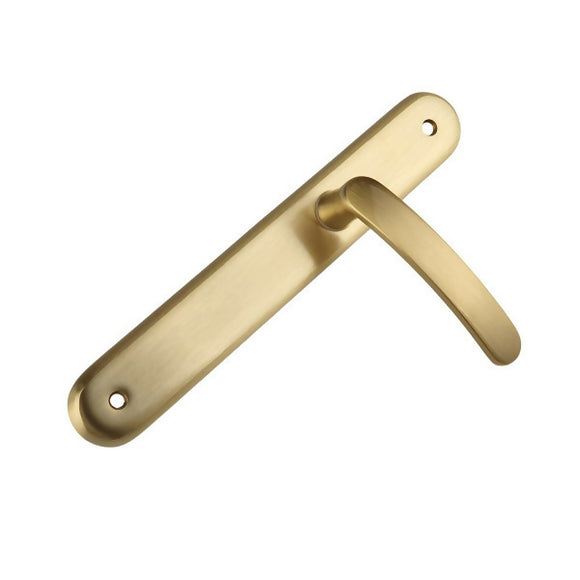 2 poignées de porte sur plaque VINTAGE, Sans trou pour pièce à vivre, Finition laiton doré satiné, Entraxe stand 195 mm