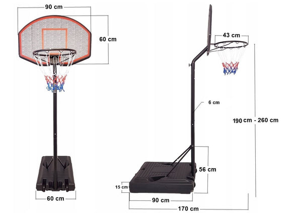 Basketball Mobile Adjustable Stand 190-260cm