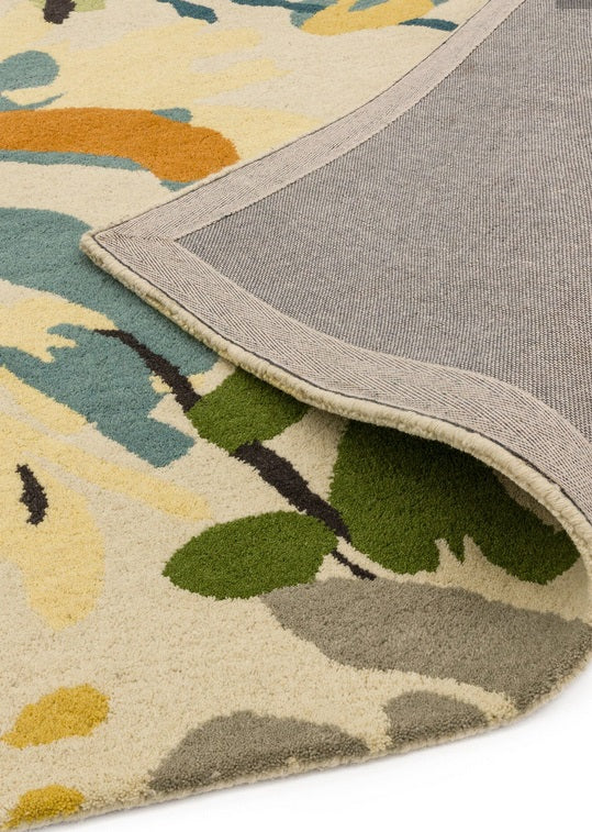 Tapis de salon floral laine flory