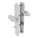 2 poignées de porte sur plaque CHIC, Verrou de condamnation pour salle de bain/WC, Aluminium blanc RAL 9016, Entraxe 195 mm
