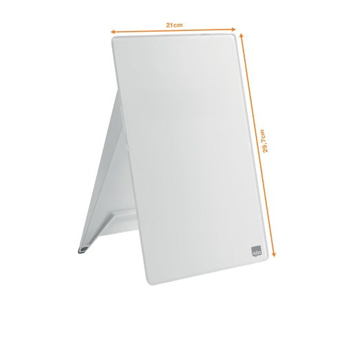 Glass Desktop Whiteboard Easel Nobo Brilliant White 22x30cm