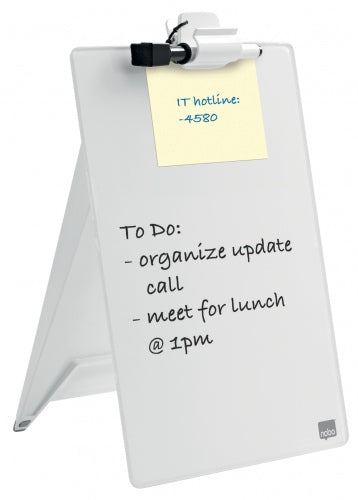 Glass Desktop Whiteboard Easel Nobo Brilliant White 22x30cm