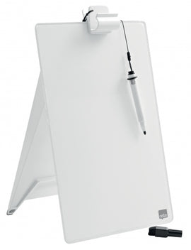 Glass Desktop Whiteboard Easel Nobo Brilliant White 22x30cm - 0