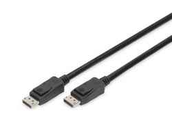Kabel połączeniowy DisplayPort z zatrzaskami 8K 30Hz UHD Typ DP/DP M/M czarny 2m