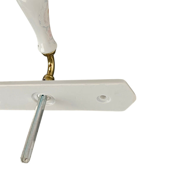 2 poignées de porte ROSAE, Entrée de clé pour chambre, Porcelaine de Limoges, Finition coude doré, Entraxe standard 195 mm