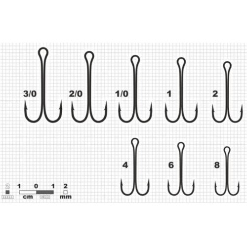 Hameçons à double ardillon Kujira 520 Bn No.3/0, 10 pièces.