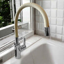 Miscelatore cucina con canna di gomma flessibile beige/tortora