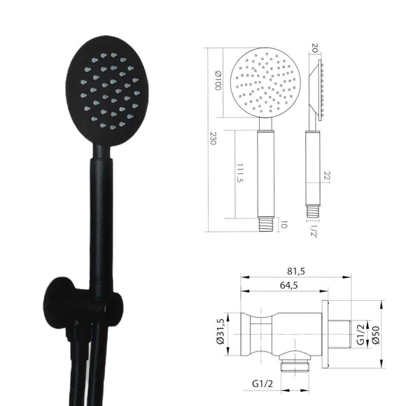 Set doccia tondo nero opaco