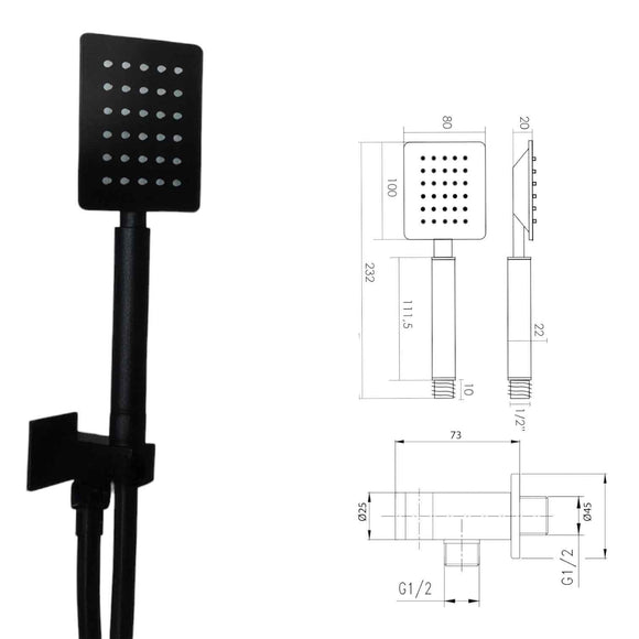 Set doccia quadrato nero opaco