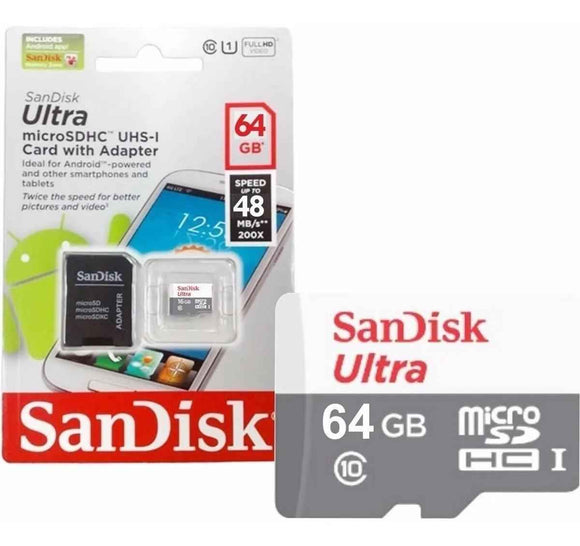 SANDISK Ultra microSDXC 64GB + SD Adapter 100MB/s Class 10 UHS-I
