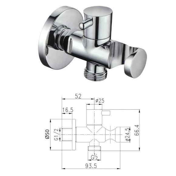 Presa acqua tonda con rubinetto e supporto doccia