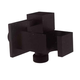 Presa acqua quadrata nera opaca con rubinetto e supporto