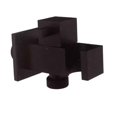 Presa acqua quadrata nera opaca con rubinetto e supporto