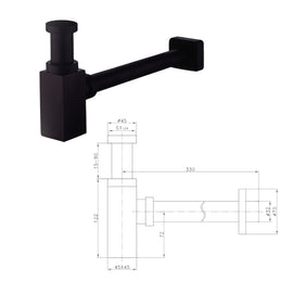 Sifone lavabo quadrato nero opaco - 0