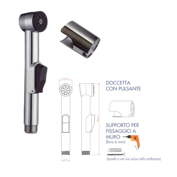 Doccetta per wc a pulsante multiuso con supporto