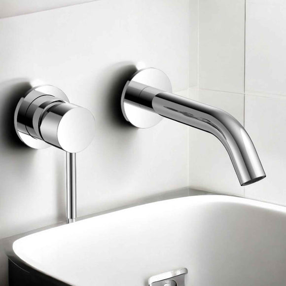 Miscelatore lavabo a muro tondo moderno completo
