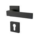 2 poignées de porte sur rosace LOFT, Trou de cylindre - entrée - bureau - service, Finition métal noir mat