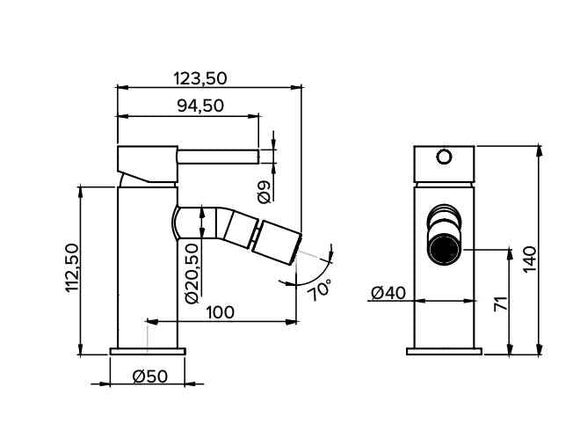 Miscelatore bidet moderno tondo
