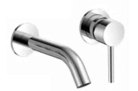 Miscelatore lavabo a muro tondo moderno completo