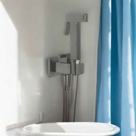 Kit doccetta per wc quadrato completo in ottone con rubinetto