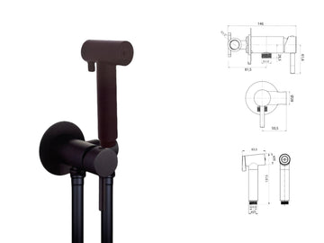 Ensemble de douche noir mat en laiton avec prise d'eau et mitigeur