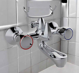 Rubinetto vasca cromato con maniglie tonde