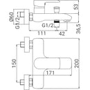 Miscelatore vasca moderno cromato completo-2