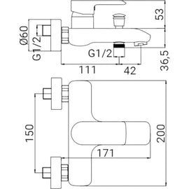 Miscelatore vasca moderno cromato completo - 0