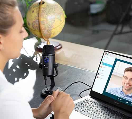 Microphone à condensateur USB-C Boya, sortie casque, contrôle du volume/muet (iOS/Android/Windows) « BY-PM300 » (timbre vert 0,18 lei)