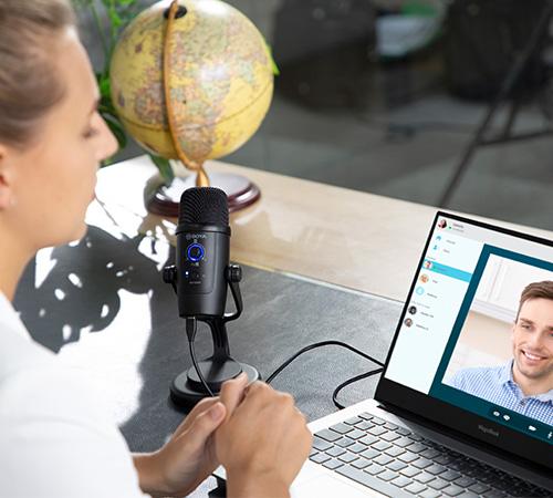 Microphone à condensateur USB-C Boya, sortie casque, contrôle du volume/muet (iOS/Android/Windows) « BY-PM300 » (timbre vert 0,18 lei)