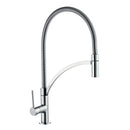 Miscelatore per cucina in ottone cromato con doccia estraibile e tubo in iacciaio inox-1