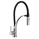 Mitigeur de cuisine avec douchette extractible 2 jets, chromé avec tuyau noir-1