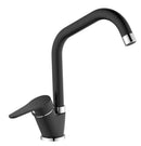 Miscelatore per cucina in ottone finitura granito nero, canna a ponte