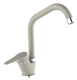 Miscelatore per cucina in ottone effetto avena granito beige, canna a ponte