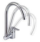 Miscelatore per cucina in ottone cromato, con canna abbattibile sottofinestra laterale