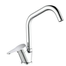 Miscelatore per cucina in ottone cromato, canna a ponte