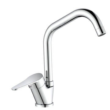 Miscelatore per cucina in ottone cromato, canna a ponte