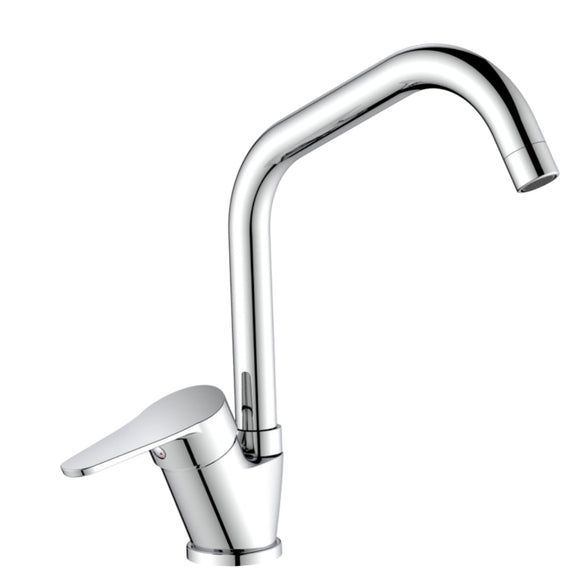 Miscelatore per cucina in ottone cromato, canna a ponte