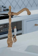 Rubinetto cucina monocomando ramato con bocca a L girevole – aeratore e design elegante
