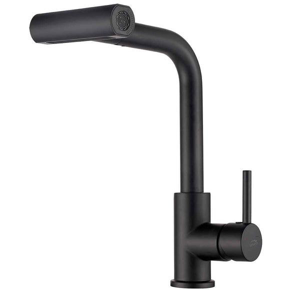 Rubinetto cucina 5 in 1 nero opaco con bocca estraibile multifunzione – 4 flussi, aeratore Z-flow e design moderno