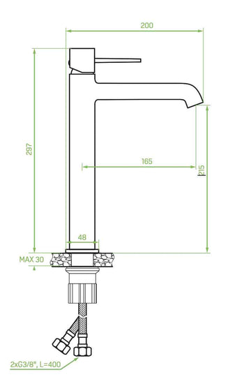 Miscelatore lavabo da appoggio – design elegante con leve sottili, aeratore regolabile e finitura nera opaca