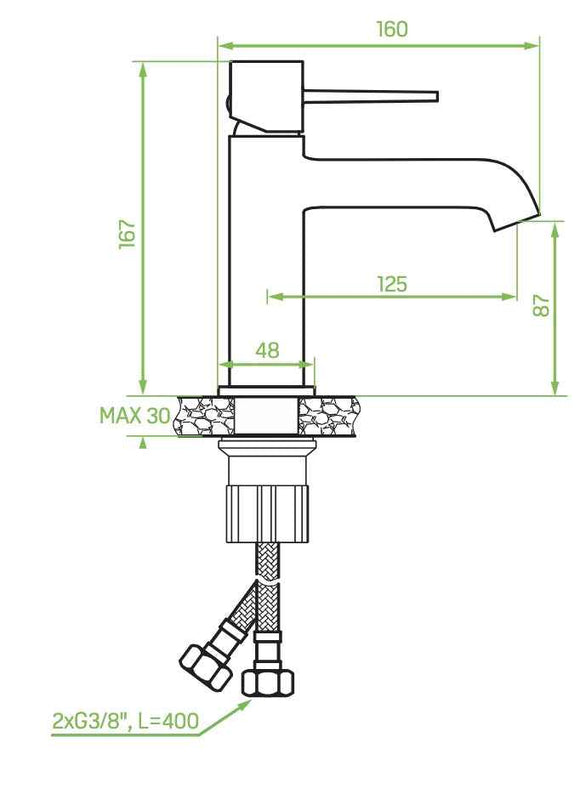 Miscelatore lavabo da appoggio con tappo click-clack – design moderno, finitura oro spazzolato