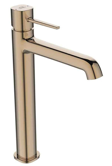 Miscelatore lavabo da appoggio – design elegante con leve sottili, aeratore regolabile, finitura dorata rosa